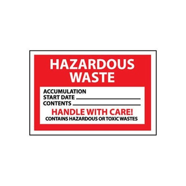 National Marker Co NMC Hazardous Waste Vinyl Labels - Hazardous Waste Handle With Care HW19